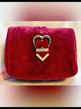 Juicy Couture Red Velvet Heart Buckle Cosmetic Toiletry Case